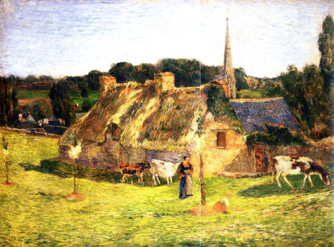 Lollichon Field and Pont-Aven Church - Paul Gauguin Painting